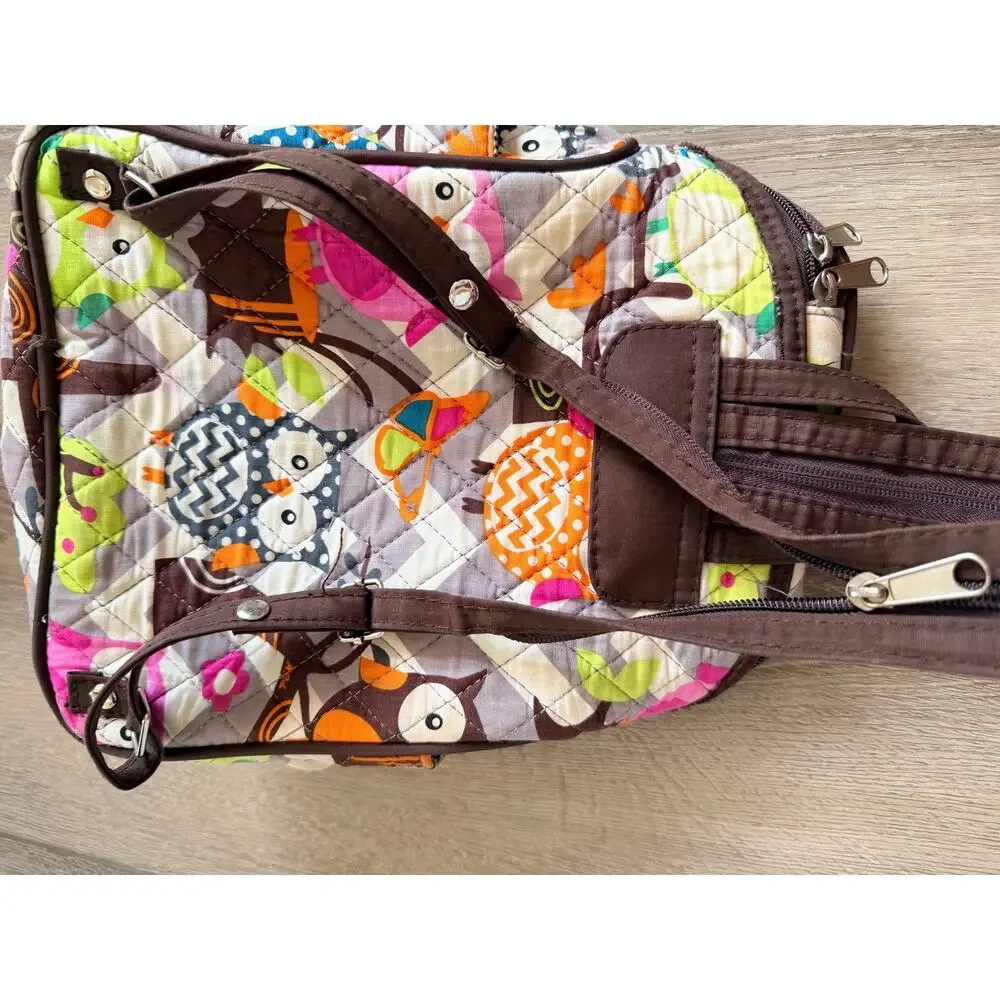 N. girl Mini Quilted Owl Print Backpack - Monogram M